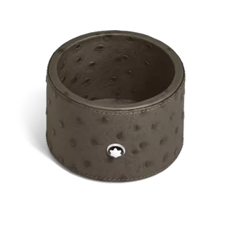 Bandeja de escritorio mediana, piel con relieve de avestruz, caqui