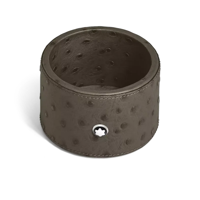 Bandeja de escritorio mediana, piel con relieve de avestruz, caqui