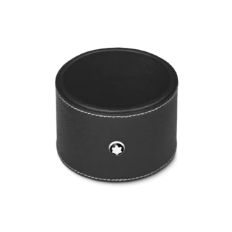 Bandeja de escritorio redonda de cuero negro (mediana)