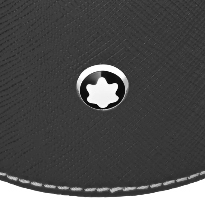 Bandeja de escritorio redonda de cuero negro (mediana)