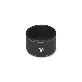 Bandeja de escritorio redonda de cuero negro (pequeña)