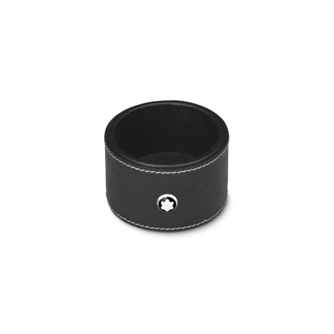 Bandeja de escritorio redonda de cuero negro (pequeña)