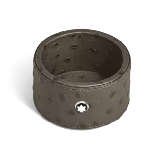 Bandeja de escritorio redonda pequeña en piel con relieve de avestruz