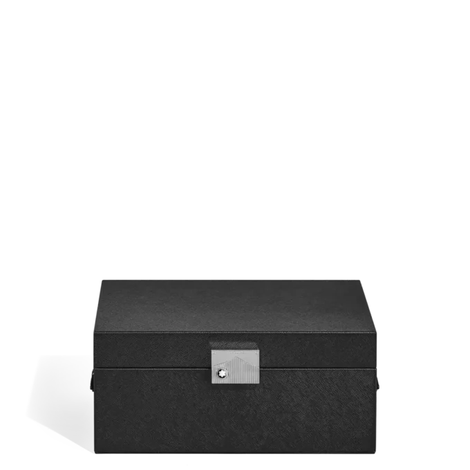 Caja de coleccionista para instrumentos de escritura en cuero negro