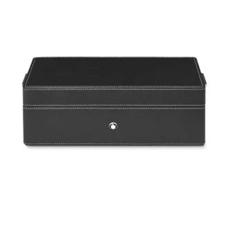 Caja de escritorio de cuero para tres instrumentos de escritura y un tintero