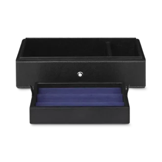 Caja de escritorio de cuero para tres instrumentos de escritura y un tintero