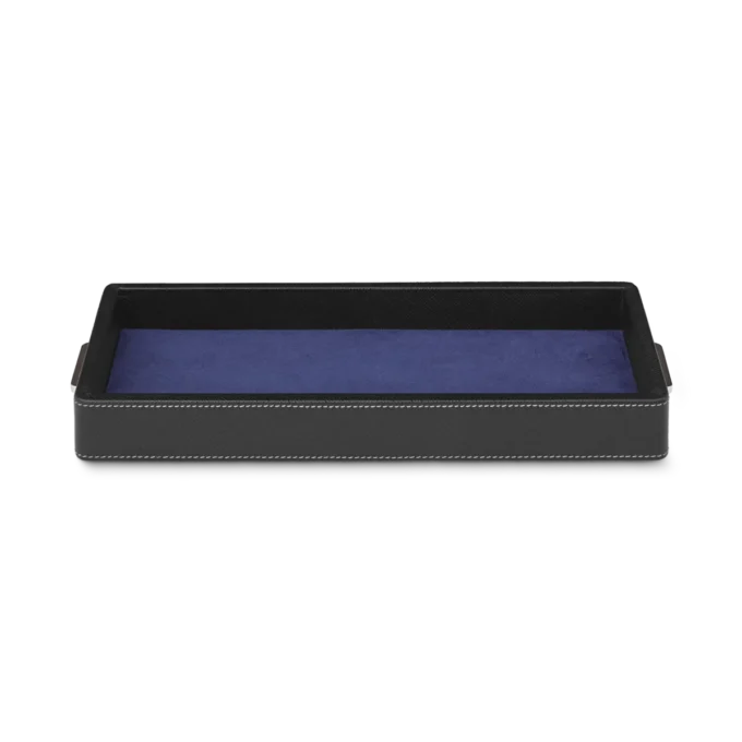 Caja de escritorio de cuero para tres instrumentos de escritura y un tintero