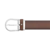 Cinturón de cuero marrón de 35 mm con hebilla en forma de herradura