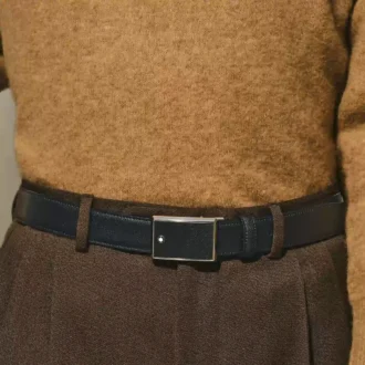 Cinturón de cuero negro de 30 mm