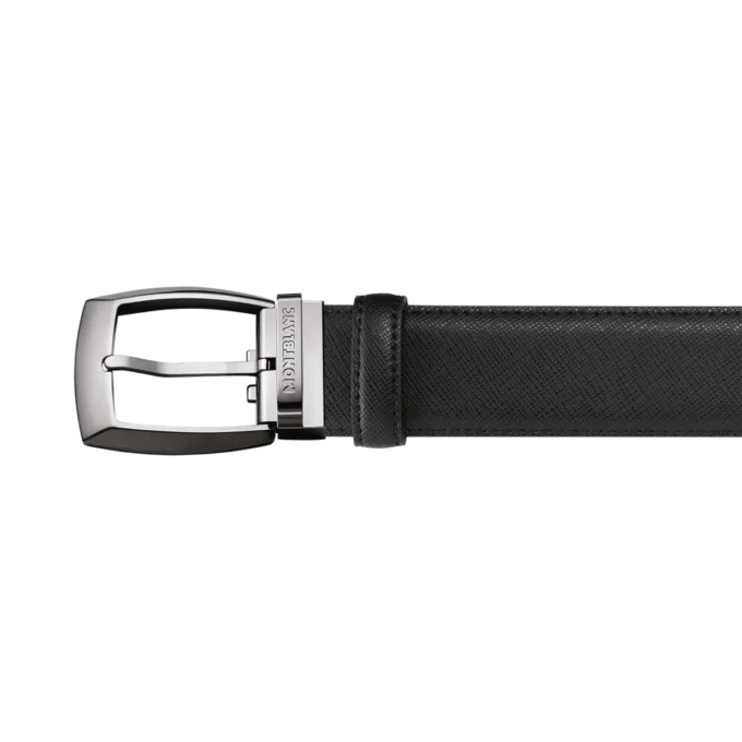 Cinturón de cuero negro de 35 mm