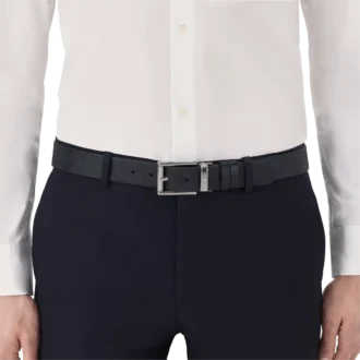 Cinturón de cuero negro de 35 mm