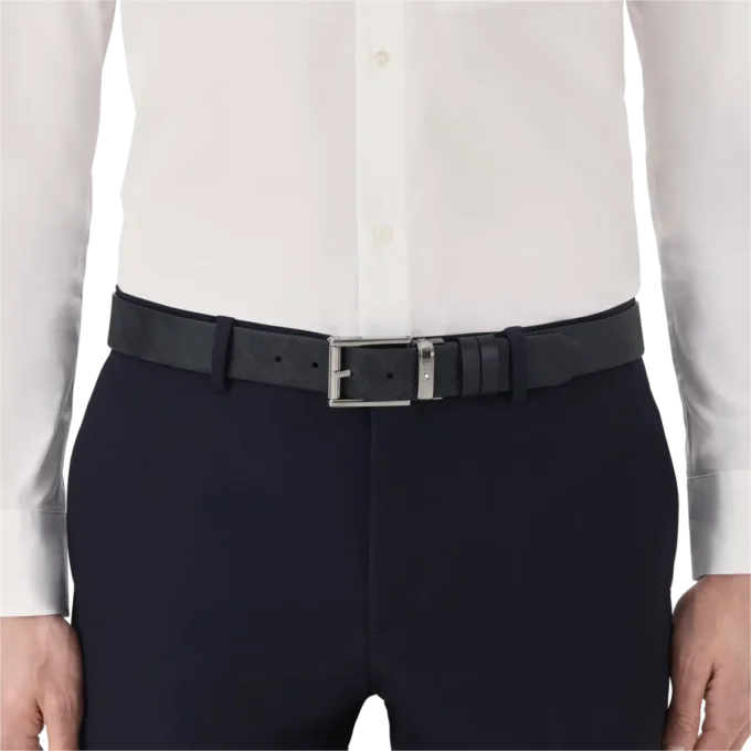 Cinturón de cuero negro de 35 mm