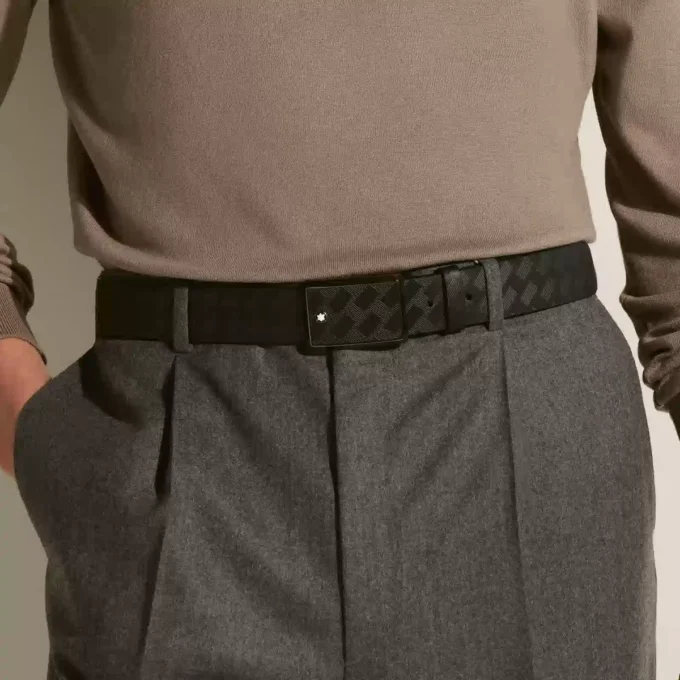 Cinturón de cuero negro de 35 mm