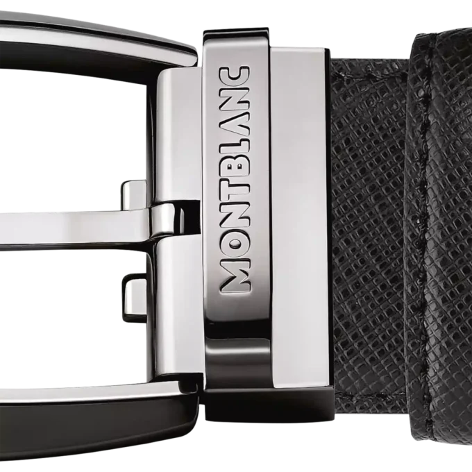 Cinturón de cuero negro de 35 mm