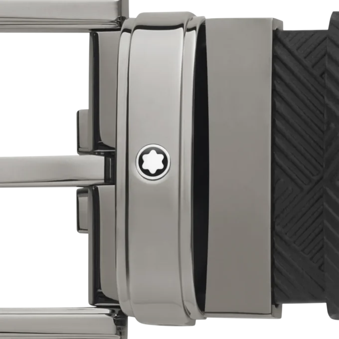 Cinturón de cuero negro de 35 mm