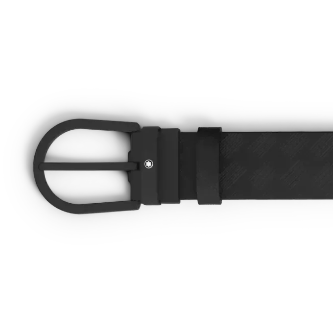 Cinturón de cuero negro de 35 mm con hebilla en forma de herradura