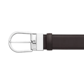 Cinturón de cuero negro/marrón claro de 35 mm con hebilla Horseshoe