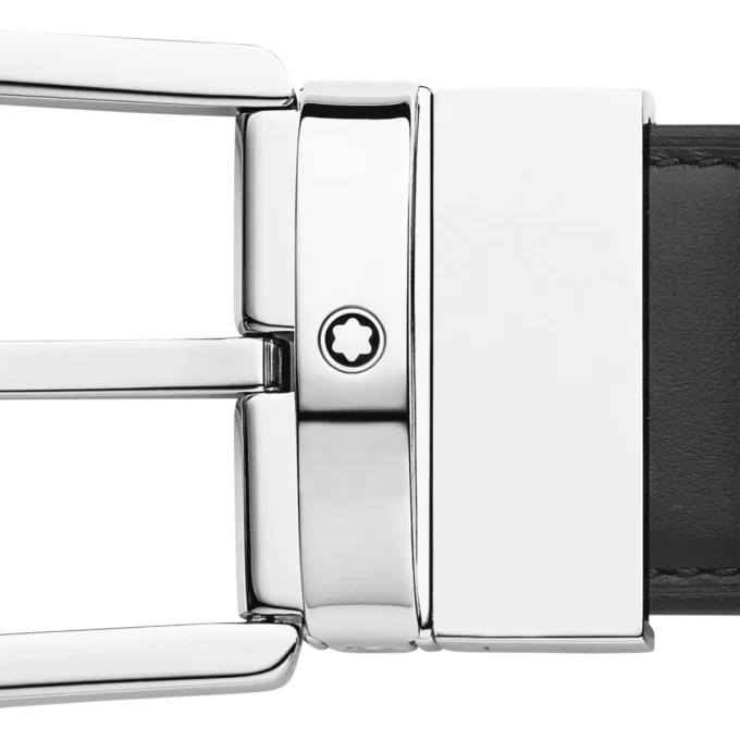 Cinturón de cuero negro/marrón claro de 35 mm con hebilla Horseshoe