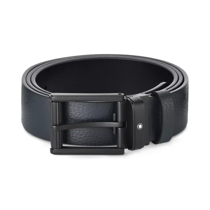 Cinturón reversible de cuero azul/negro de 35 mm