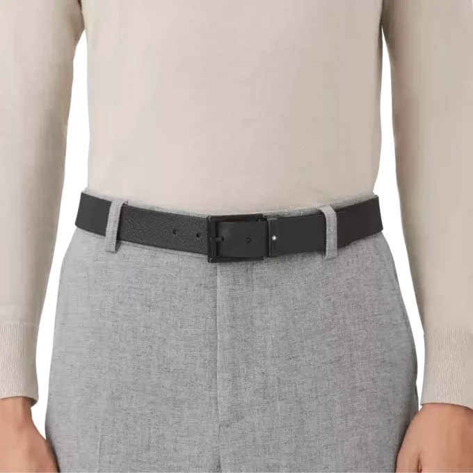 Cinturón reversible de cuero azul/negro de 35 mm