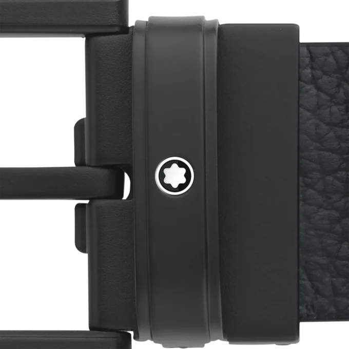 Cinturón reversible de cuero azul/negro de 35 mm