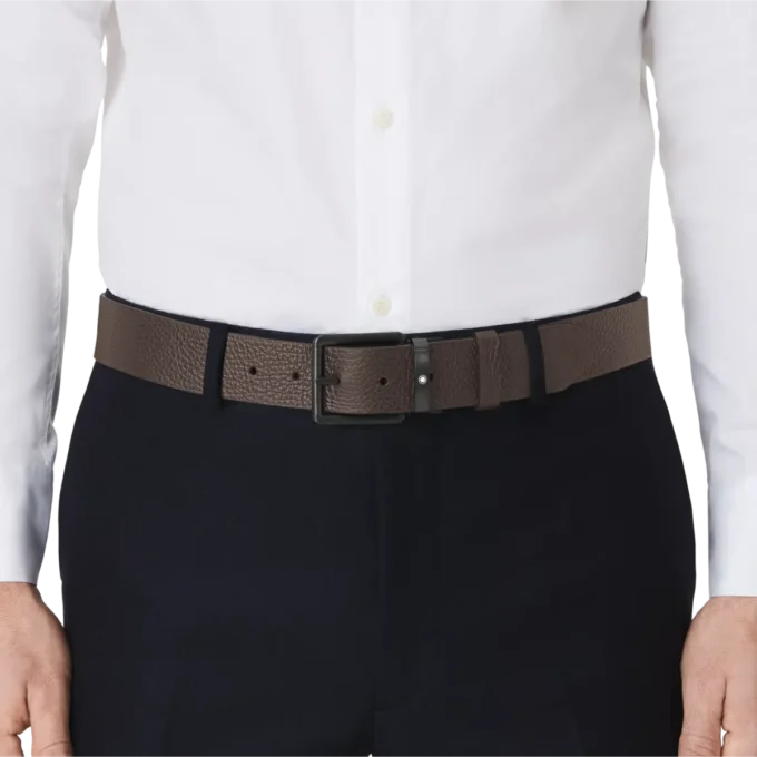 Cinturón reversible de cuero marrón/negro de 35 mm