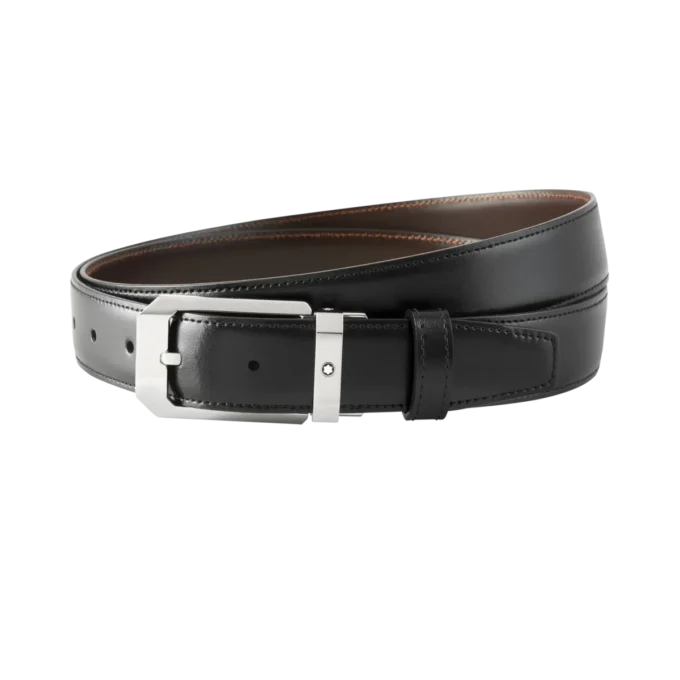 Cinturón reversible de cuero negro/marrón de 30 mm