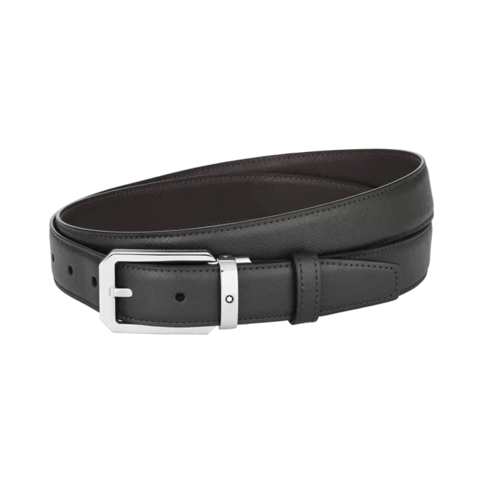 Cinturón reversible de cuero negro/marrón de 30 mm