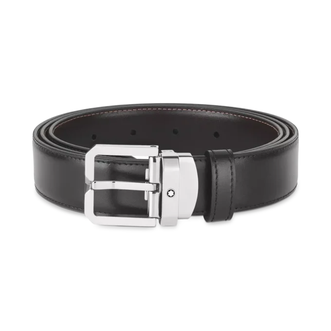 Cinturón reversible de cuero negro/marrón de 30 mm