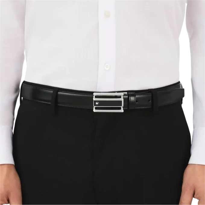 Cinturón reversible de cuero negro/marrón de 30 mm