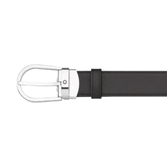 Cinturón reversible de piel con hebilla de herradura negra/marrón de 30 mm