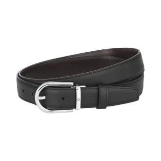 Cinturón reversible de piel con hebilla de herradura negra/marrón de 30 mm