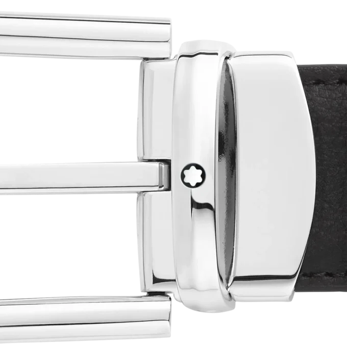 Cinturón reversible de piel con hebilla de herradura negra/marrón de 30 mm