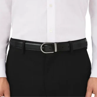 Cinturón reversible de piel con hebilla de herradura negra/marrón de 30 mm