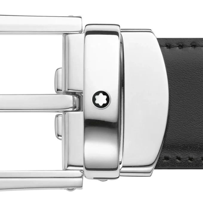 Cinturón reversible de piel con hebilla de herradura negra/marrón de 30 mm