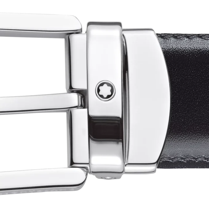 Cinturón reversible de piel con hebilla de herradura negra/marrón de 30 mm