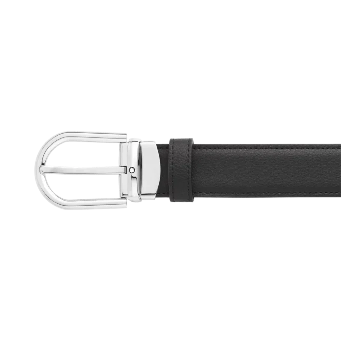 Cinturón reversible de piel con hebilla de herradura negra/marrón de 30 mm