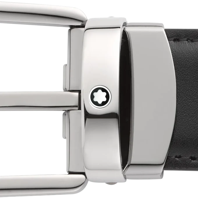 Cinturón reversible de piel con hebilla de herradura negra/marrón de 30 mm