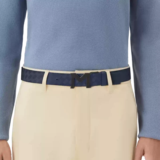 Cinturón reversible de piel de 35 mm con hebilla M Extreme 3.0 azul/negro liso