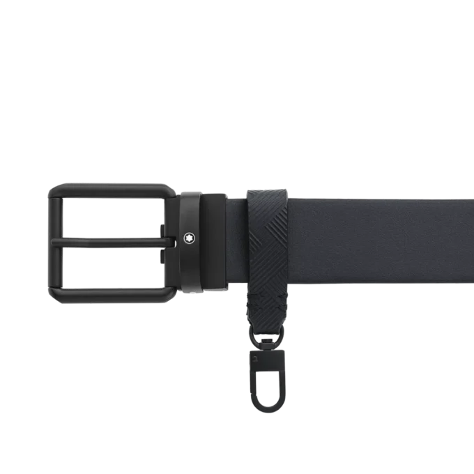 Cinturón reversible de piel estampada en negro/liso negro de 35 mm.