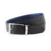 Cinturón reversible de piel negro/azul de 35 mm