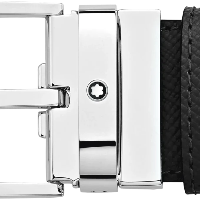 Cinturón reversible de piel negro/azul de 35 mm