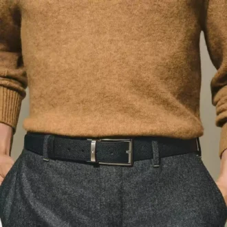 Cinturón reversible de piel negro/marrón de 35 mm