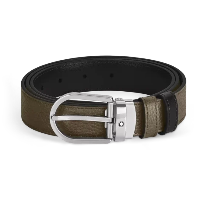 Cinturón reversible Horseshoe de 30 mm en piel granulada