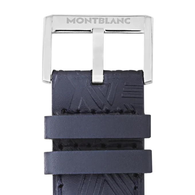 Correa de becerro azul con hebilla gris