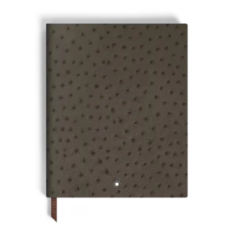 Cuaderno grande en piel con relieve de avestruz, páginas rayadas