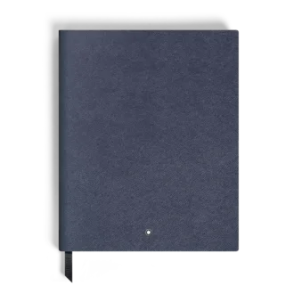 Cuaderno grande, piel Saffiano, azul – Páginas rayadas