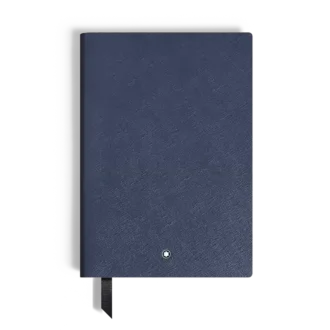 Cuaderno mediano, piel Saffiano, azul – Páginas rayadas