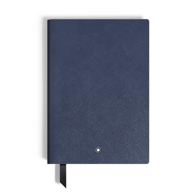 Cuaderno mediano, piel Saffiano, azul – Páginas rayadas