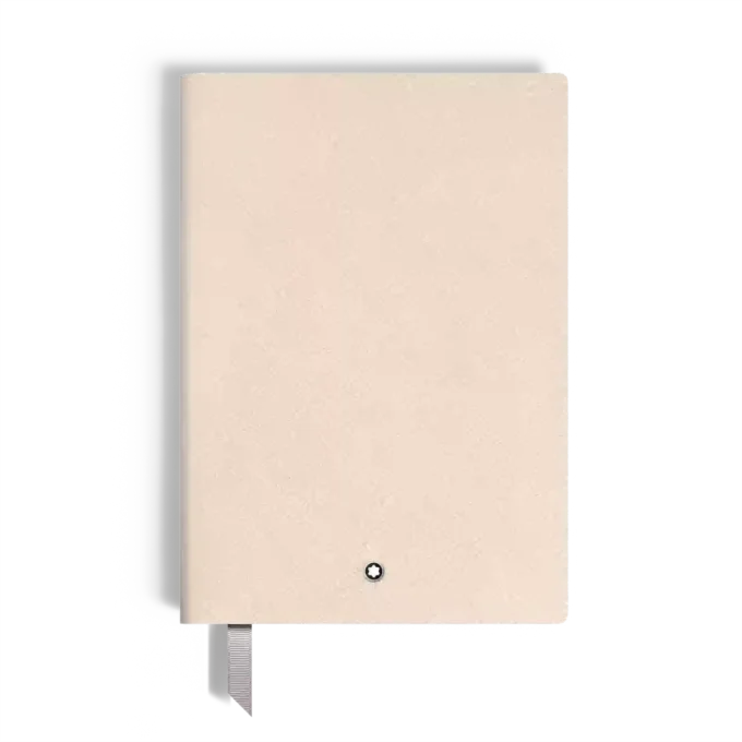 Cuaderno mediano, piel Saffiano, beige nublado – Páginas rayadas
